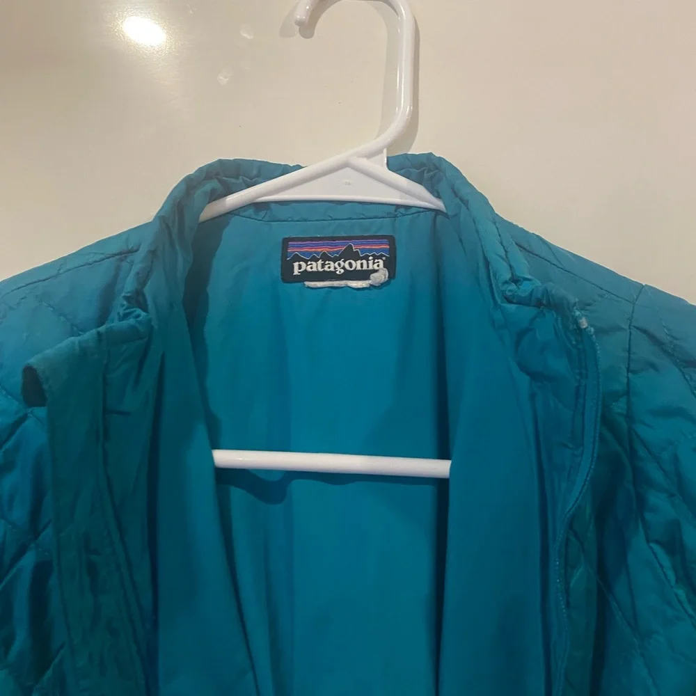 Patagonia Teal Quilted Jacket with Chest Logo